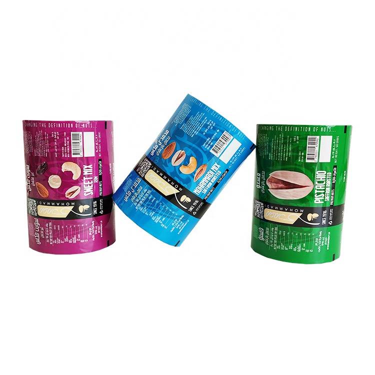 Custom Printed Flexible Laminated Almond Cashew Nuts Snack Food Package Plastic Packing Film Roll Pouch Making Material